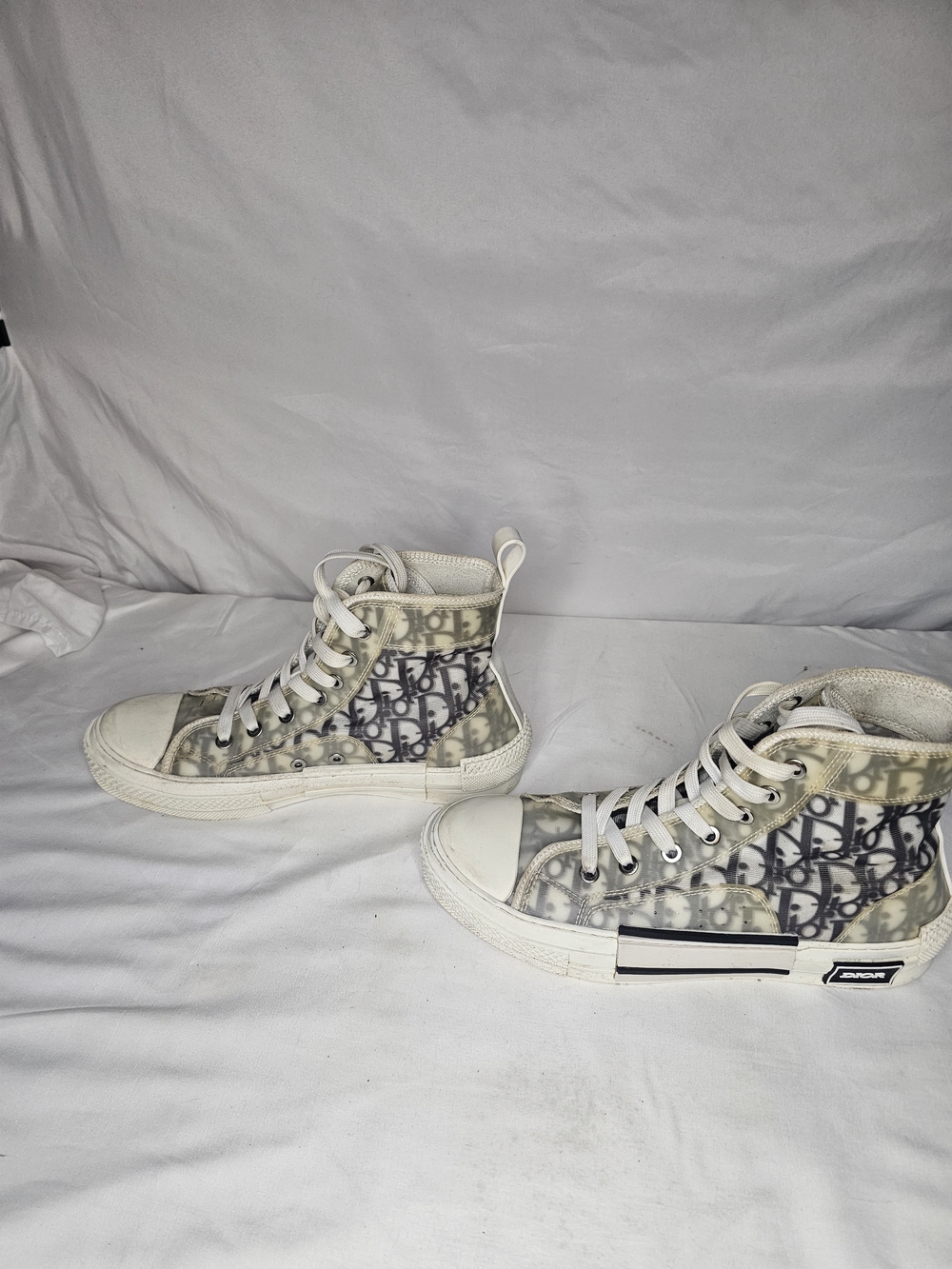 Dior Women's Translucent High-Top Sneakers in White and Grey. - Picture 2 of 12